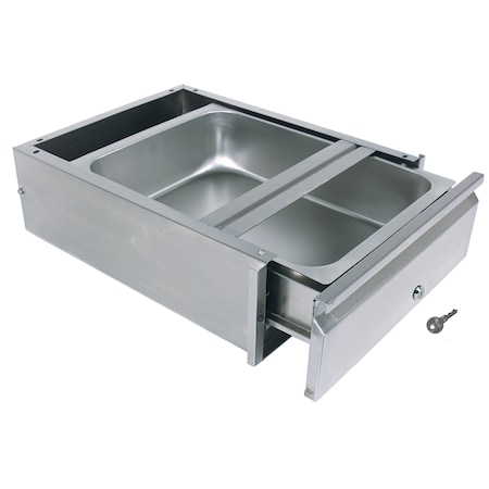 Bk Resources Stainless Steel Drawer Assembly W/Lock, Stainless Pan 200lb 15"x20"x5" BKDWR-1820-ASSY-L-SS
